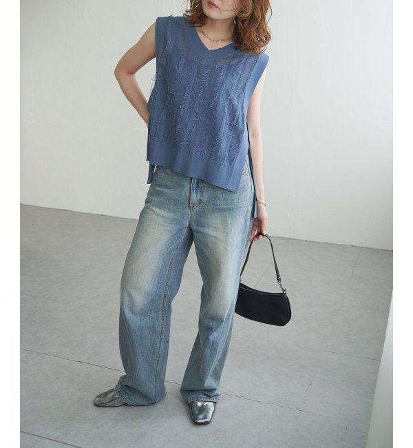 Lbc with Life「フリンジシアーサイドリボンベスト」|ニット・セーター|