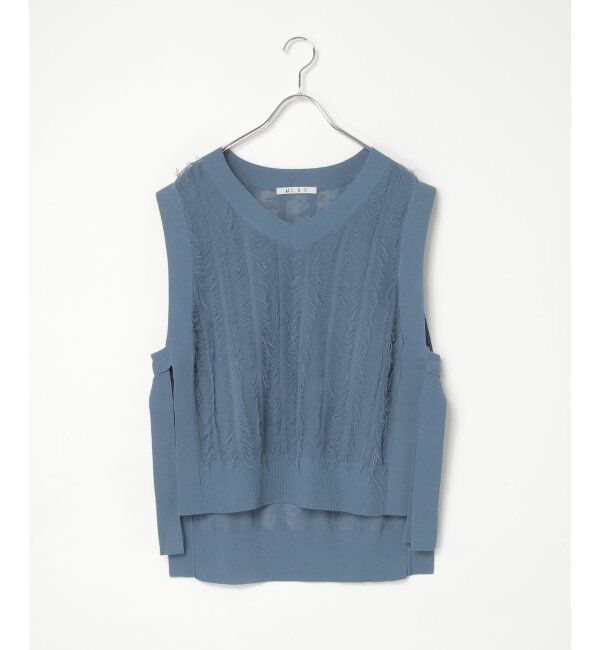 Lbc with Life「フリンジシアーサイドリボンベスト」|ニット・セーター|