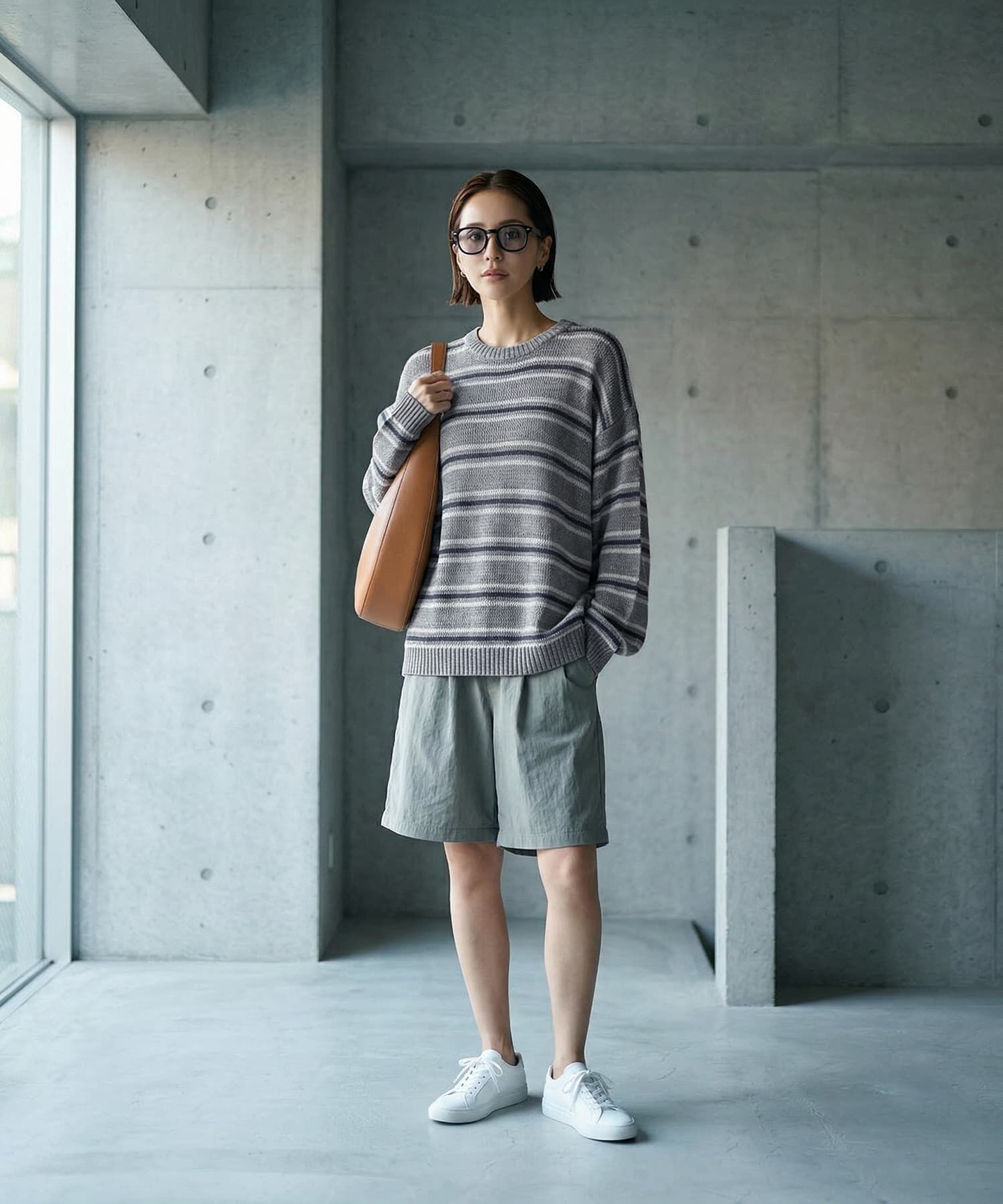 STYLE DELI「【BLK001】綿タッチボーダークルーネックプルオーバー」|Tシャツ・カットソー|