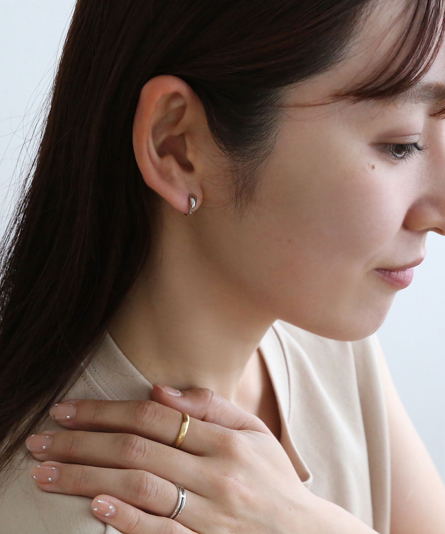  「ノンホール・逆さしずく型イヤリング」|イヤリング|