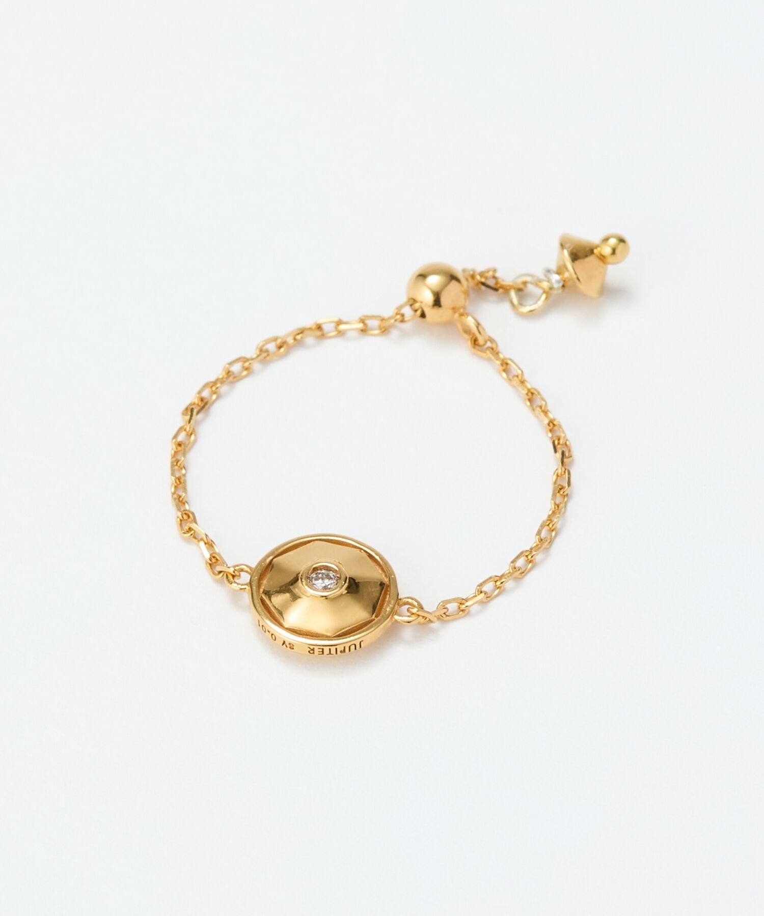 JUPITER「【SV】スマイルプレートダイヤモンドチェーンリング/金属アレルギー対応　サイズフリー」|リング|