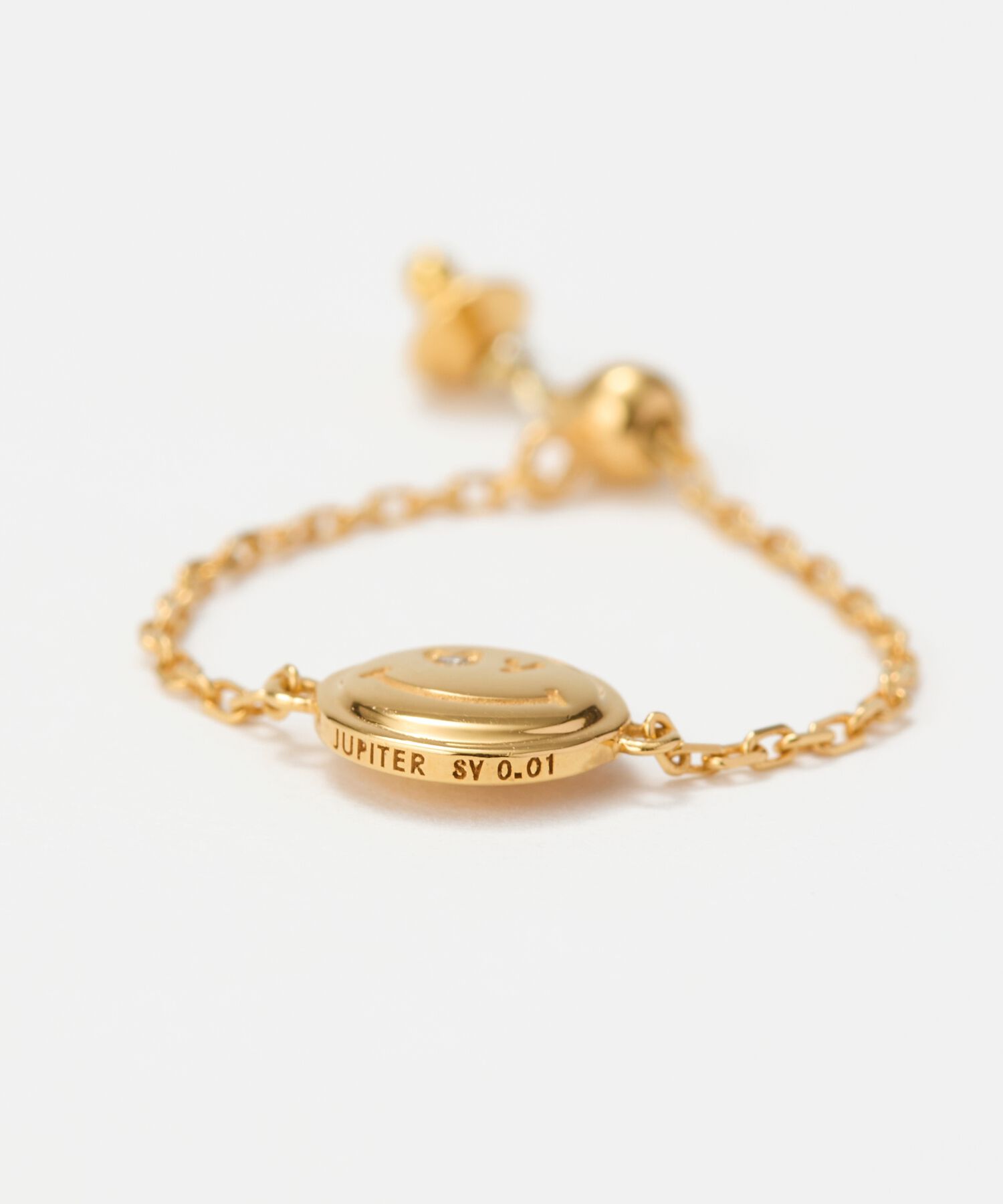 JUPITER「【SV】スマイルプレートダイヤモンドチェーンリング/金属アレルギー対応　サイズフリー」|リング|