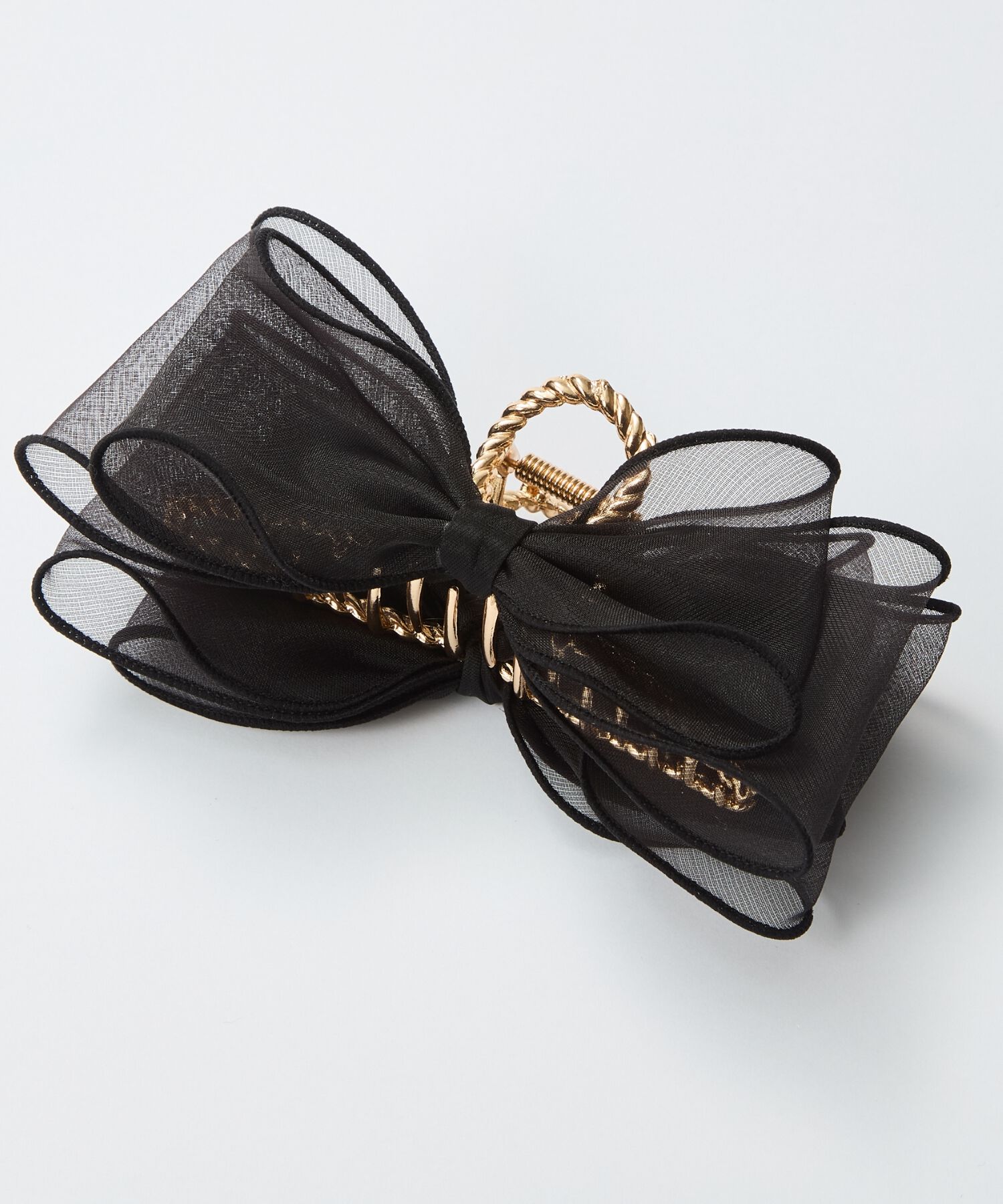 Phoebe「ボリュームオーガンジーリボンバンスクリップ　ブラック」|その他|