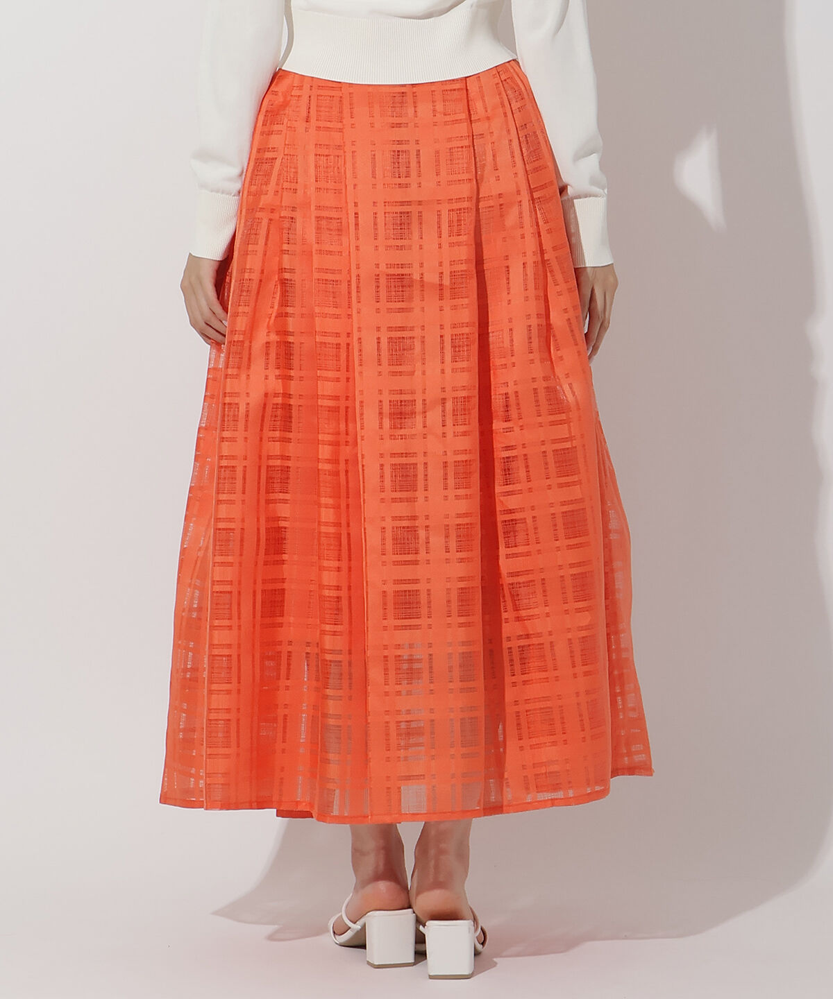 アンドクチュール「シアーチェックタックフレアスカート」|フレア|