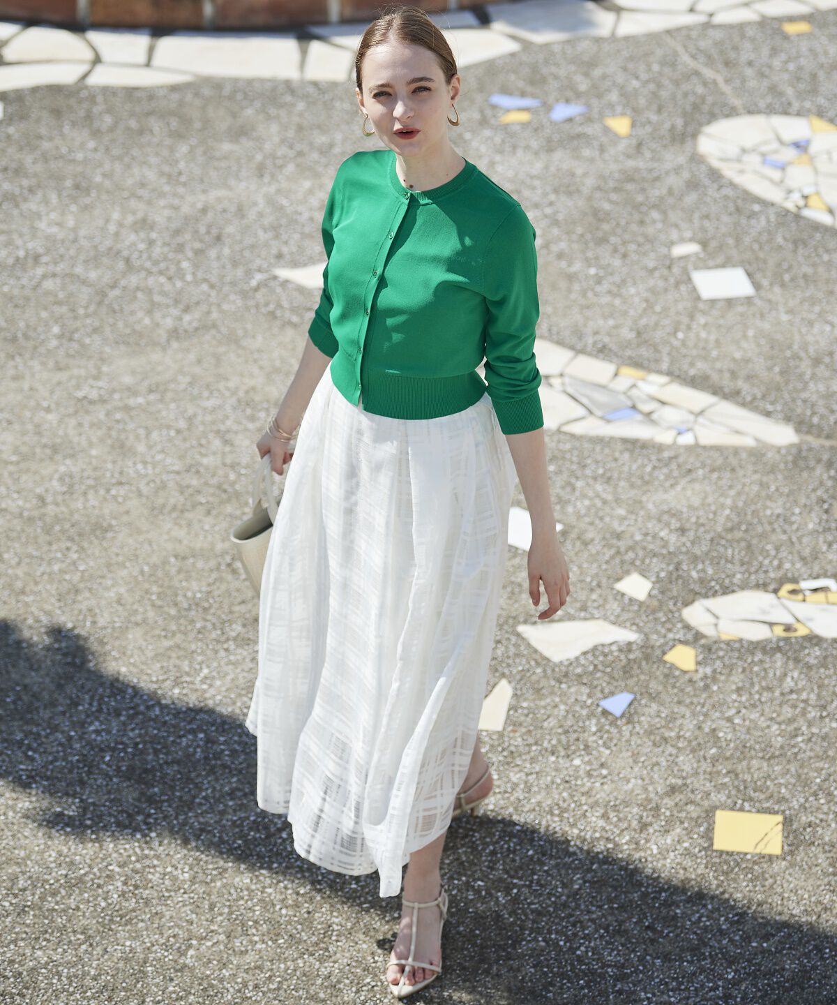 アンドクチュール「シアーチェックタックフレアスカート」|フレア|