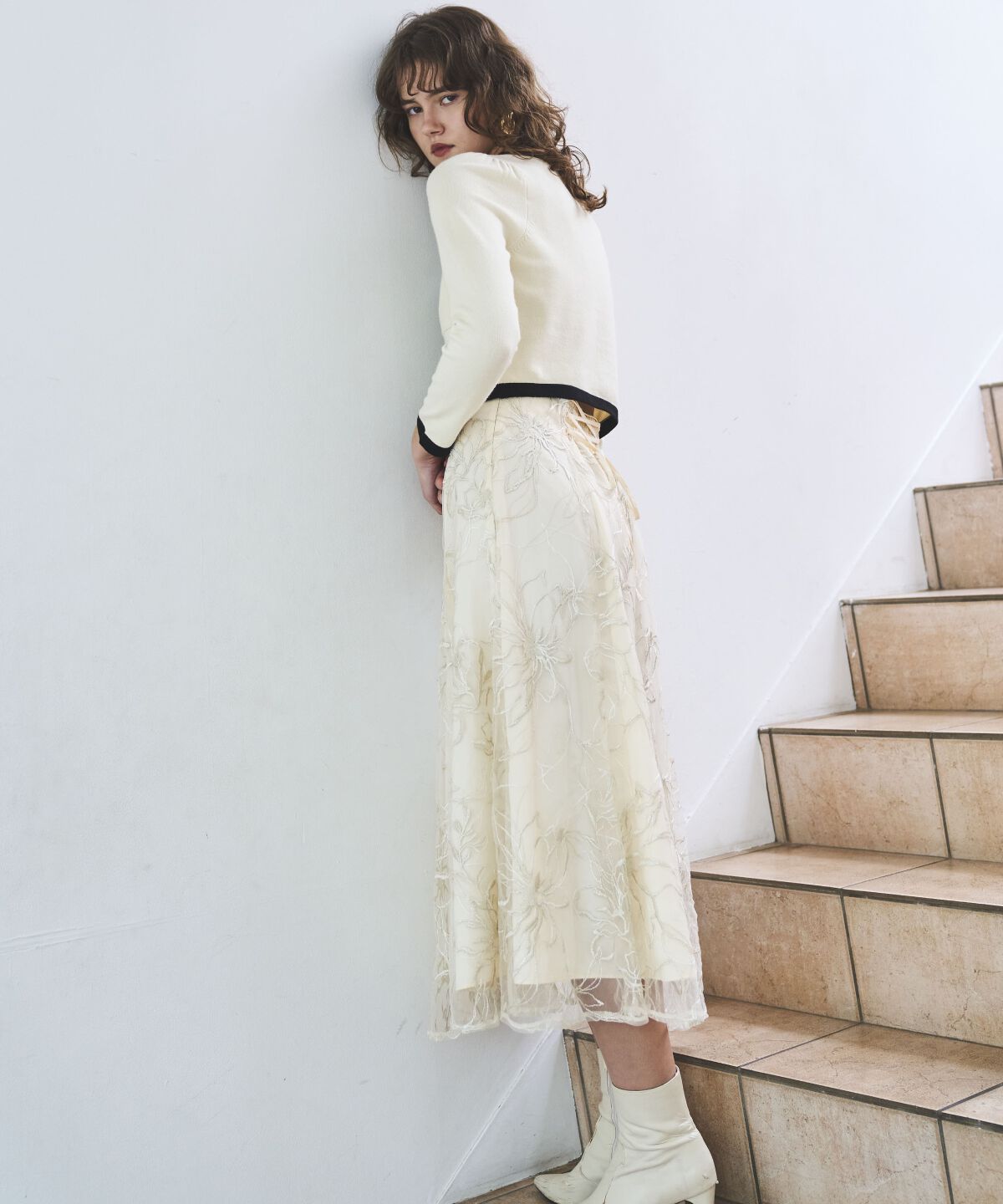 アンドクチュール「エンブロイダリーチュールスカート」|フレア|