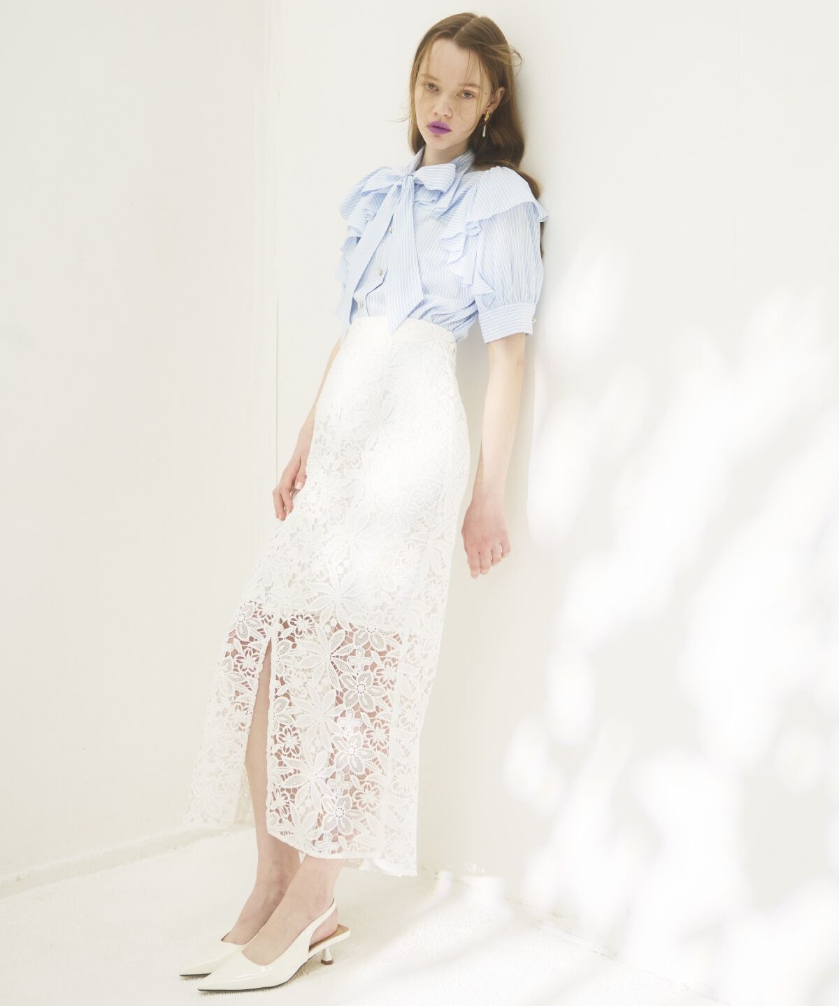 アンドクチュール「ケミカルレースタイトスカート」|タイト|