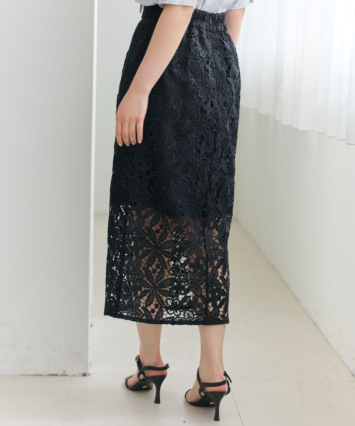 アンドクチュール「ケミカルレースタイトスカート」|タイト|