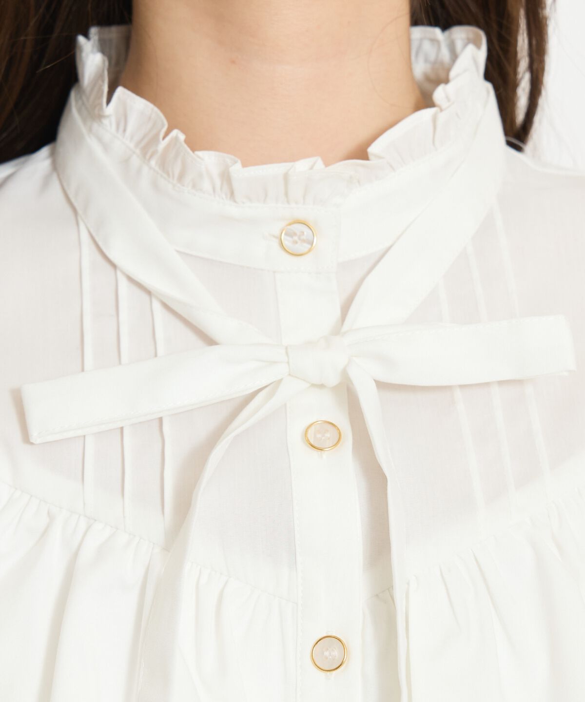 WILLSELECTION「スタンドフリル２WAYスリーブブラウス」|シャツ・ブラウス|