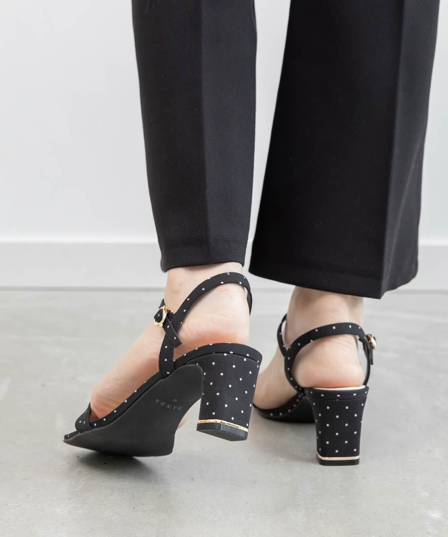  「ゴールドピースヒールストラップサンダル」|サンダル|