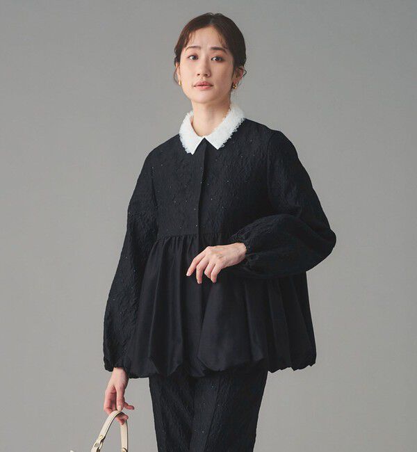 UNITED ARROWS「GISHA 2トーン ジャガード ジャケット」|ノーカラージャケット|