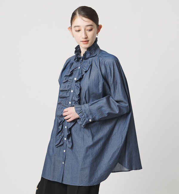 UNITED ARROWS「【別注】＜dahl&rsquo;ia＞シャンブレー フリルブラウス」|シャツ・ブラウス|COBALT