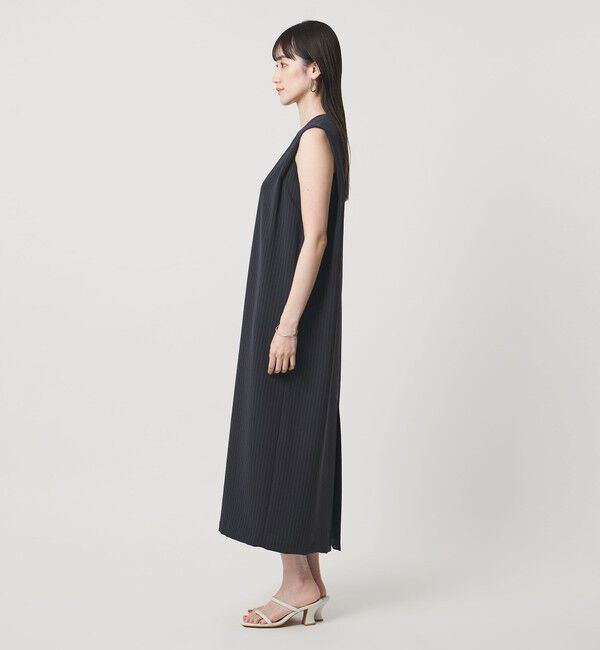 UNITED ARROWS「Drapy タック ノースリーブ ストライプ ワンピース ‐ウォッシャブル‐」|ワンピース|