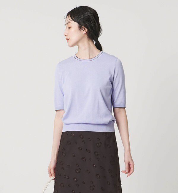 UNITED ARROWS「18G ハーフスリーブ クルーネックニット ‐ウォッシャブル‐」|ニット・セーター|