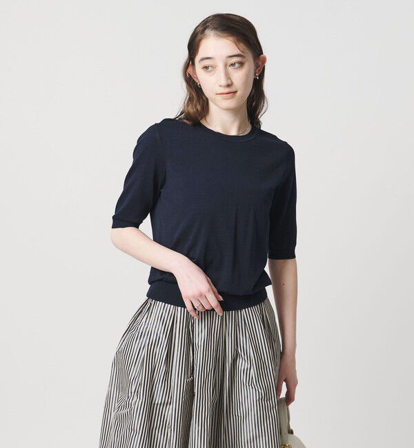 UNITED ARROWS「18G ハーフスリーブ クルーネックニット ‐ウォッシャブル‐」|ニット・セーター|