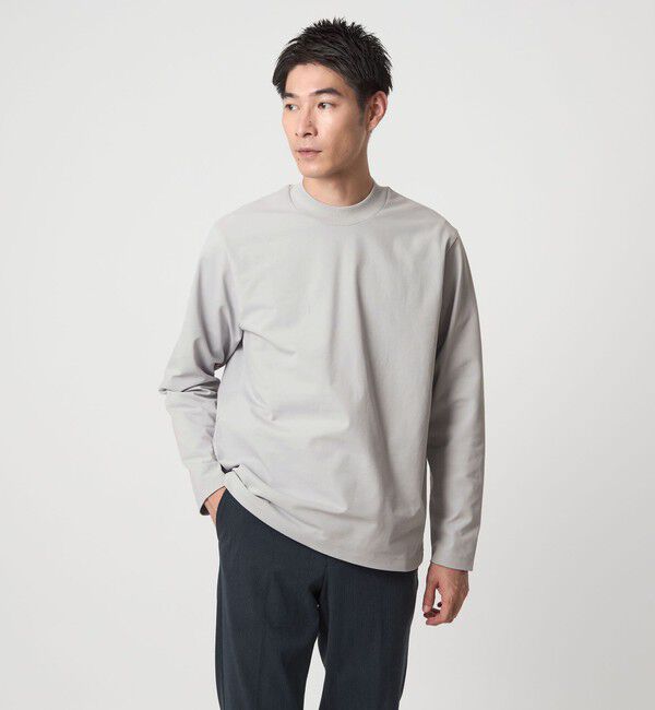 UNITED ARROWS green label relaxing「【WEB限定】JUST fit クリーン カノコ モックネック 長袖 Tシャツ -抗菌-」|Tシャツ・カットソー|