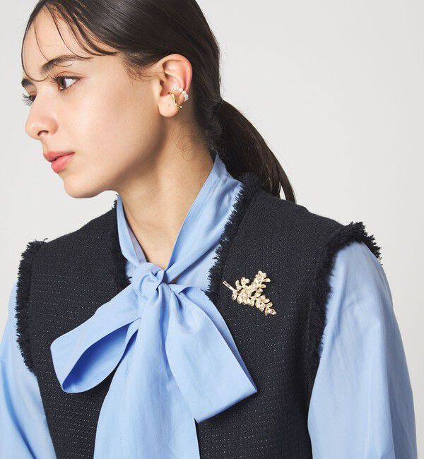 UNITED ARROWS green label relaxing「リーフ＆フェイクパール ブローチ」|ブローチ・コサージュ|