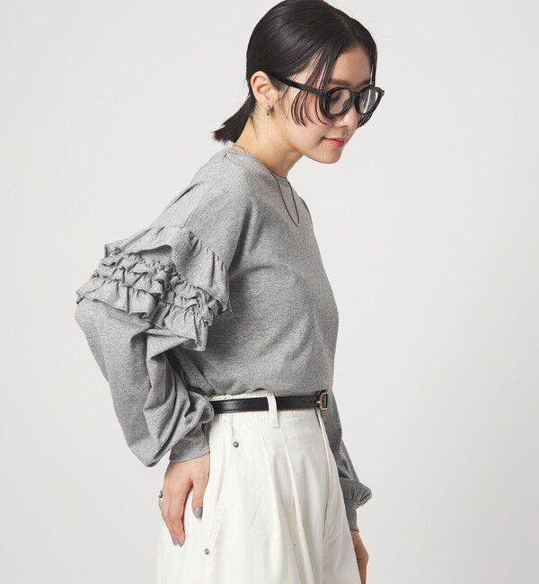 UNITED ARROWS green label relaxing「【WEB限定】＜at ease＞袖フリル プルオーバー カットソー」|Tシャツ・カットソー|