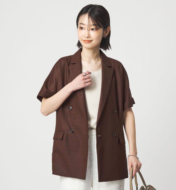 UNITED ARROWS green label relaxing「［size SHORTあり］ライト リネンライク ハーフスリーブ ジャケット UVカット 通気性」|テーラードジャケット|