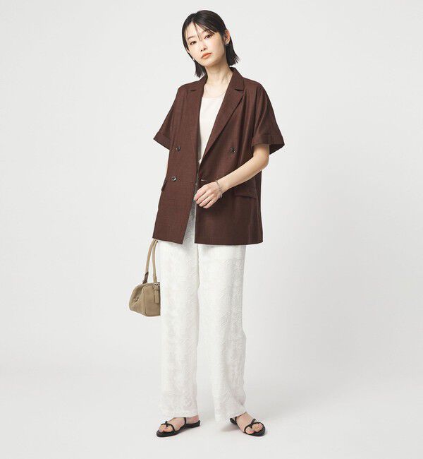UNITED ARROWS green label relaxing「［size SHORTあり］ライト リネンライク ハーフスリーブ ジャケット UVカット 通気性」|テーラードジャケット|