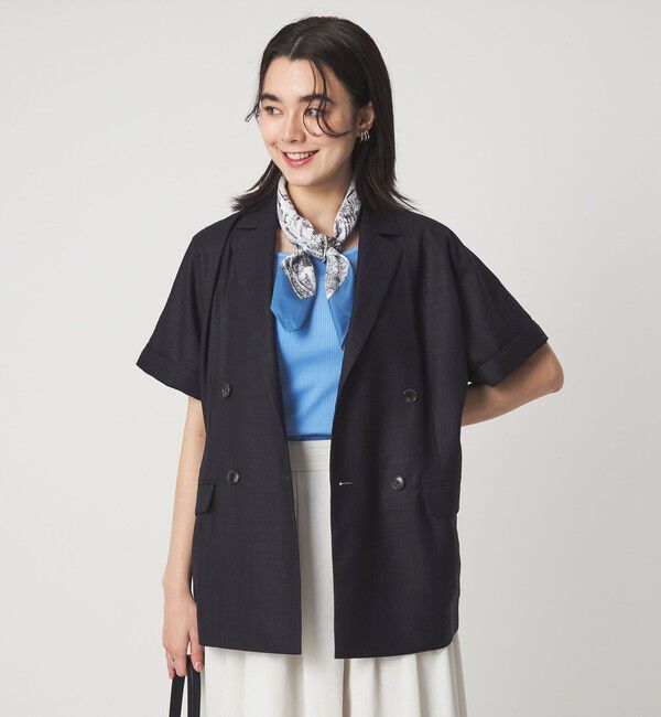 UNITED ARROWS green label relaxing「［size SHORTあり］ライト リネンライク ハーフスリーブ ジャケット UVカット 通気性」|テーラードジャケット|