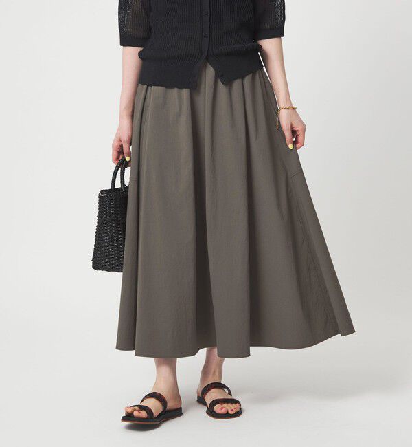 UNITED ARROWS green label relaxing「WONDER CLOTH ボリューム スカート マシンウォッシャブル ストレッチ 接触冷感 吸水速乾」|フレア|DK.GRAY