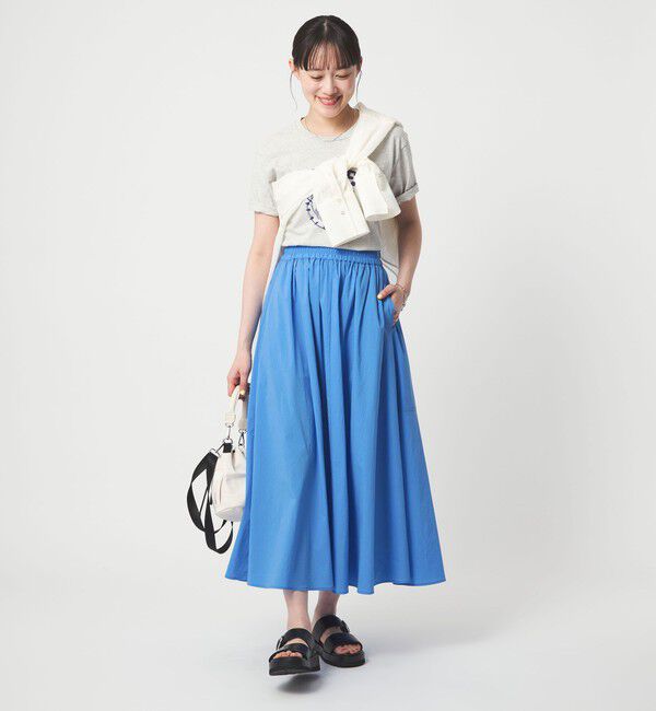 UNITED ARROWS green label relaxing「WONDER CLOTH ボリューム スカート マシンウォッシャブル ストレッチ 接触冷感 吸水速乾」|フレア|