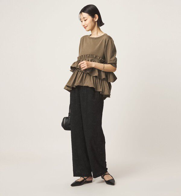 UNITED ARROWS green label relaxing「ティアード ドッキング 5分袖 プルオーバー ニット」|ニット・セーター|