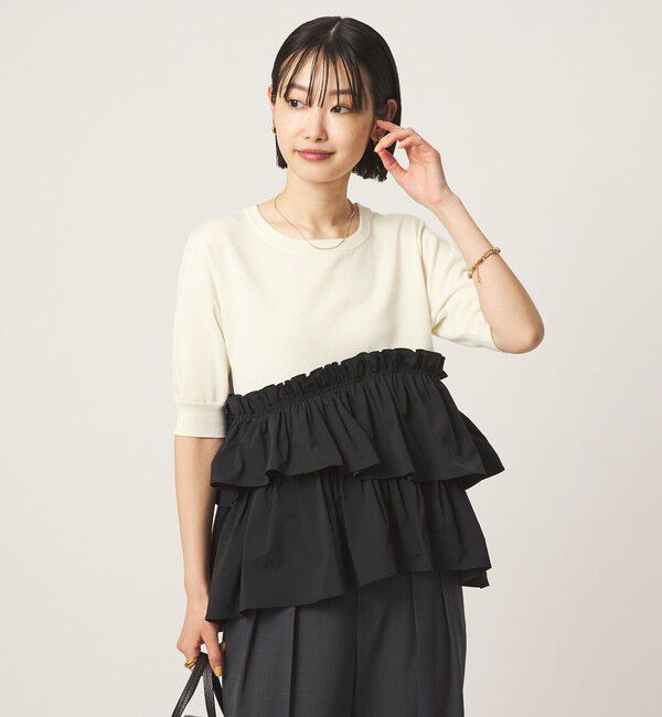 UNITED ARROWS green label relaxing「ティアード ドッキング 5分袖 プルオーバー ニット」|ニット・セーター|その他1