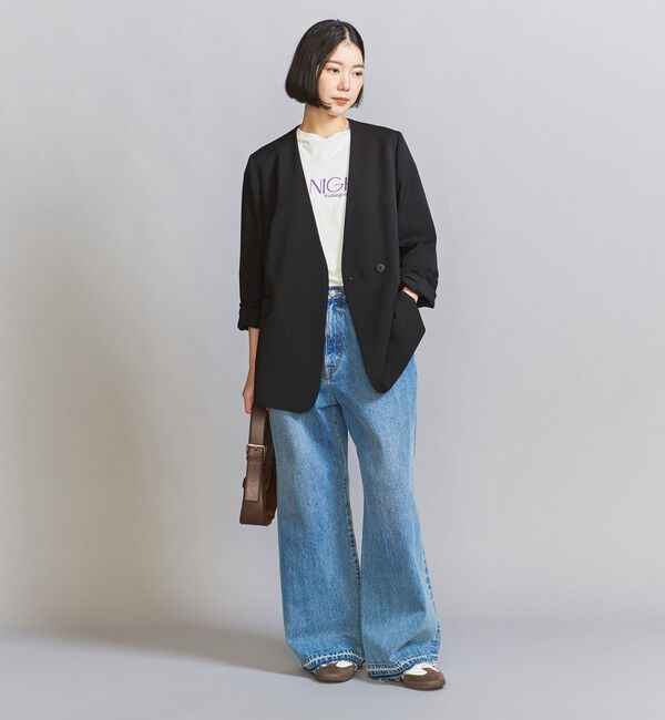 BEAUTY&YOUTH UNITED ARROWS「【WEB限定 Wardrobe DAILY MINIMAL】ダブルクロス カラーレスジャケット ウォッシャブル」|ノーカラージャケット|