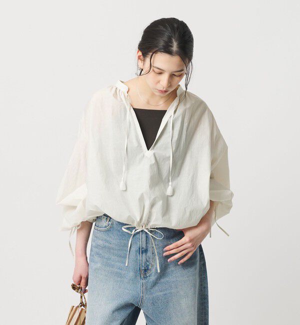 BEAUTY&YOUTH UNITED ARROWS「コットンナイロン ボリューム スキッパー ブラウス」|シャツ・ブラウス|