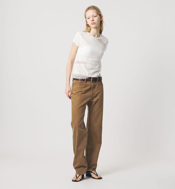 ATTISESSION「＜ATTISESSION＞スリム ストレート ブラウン デニム パンツ」|デニム|