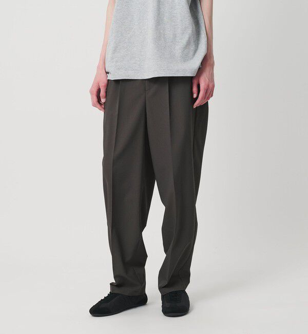 NICE WEATHER「＜NICE WEATHER＞ドライタッチ ワンタック パンツ」|チノ|DK.GRAY