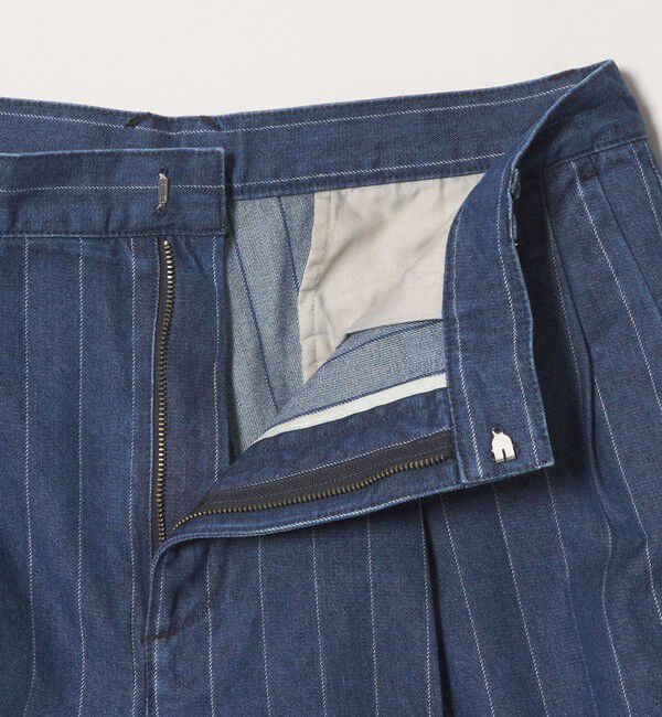 MONKEY TIME「ライトオンス ストライプ デニム 2P ワイド パンツ」|チノ|