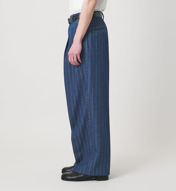 MONKEY TIME「ライトオンス ストライプ デニム 2P ワイド パンツ」|チノ|