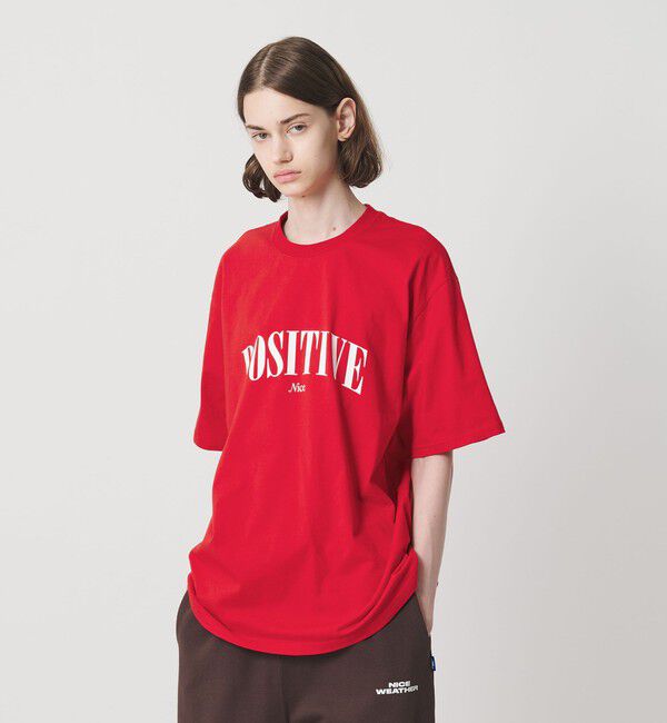 NICE WEATHER「＜NICE WEATHER＞POSITIVE ショートスリーブ Tシャツ」|Tシャツ・カットソー|RED
