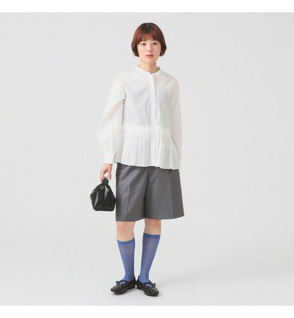 Ray BEAMS 「プリーツ キリカエ バンドカラー シャツ」|シャツ・ブラウス|