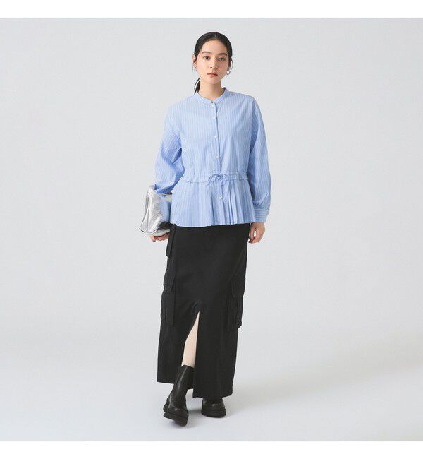 Ray BEAMS 「プリーツ キリカエ バンドカラー シャツ」|シャツ・ブラウス|