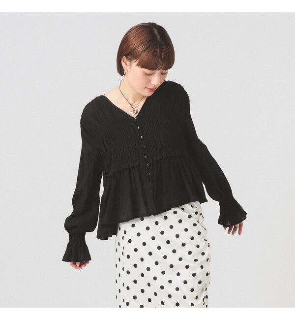 Ray BEAMS 「シャーリング ペプラム  ブラウス」|シャツ・ブラウス|BLACK