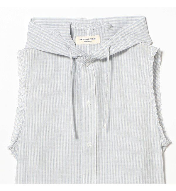 BEAMSBOY「チェック ストライプ フーデッド ノースリーブ」|シャツ・ブラウス|