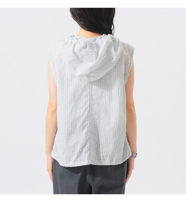 BEAMSBOY「チェック ストライプ フーデッド ノースリーブ」|シャツ・ブラウス|