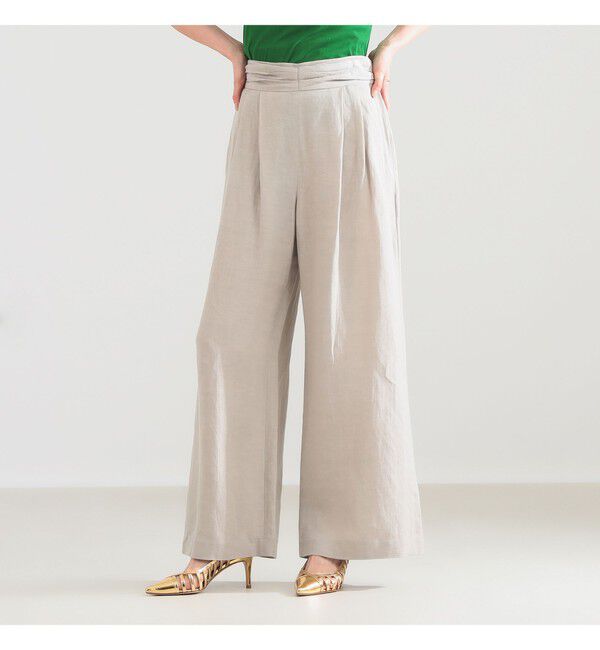 Demi-Luxe BEAMS 「AK+1 / リネン ダブルタック パンツ」|チノ|BEIGE
