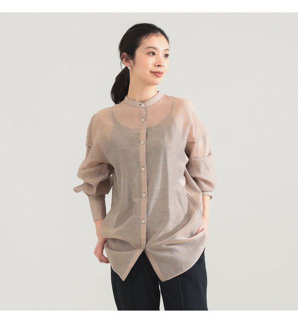 Demi-Luxe BEAMS 「AK+1 / コットンシルク ギンガム シャツ」|シャツ・ブラウス|BEIGE