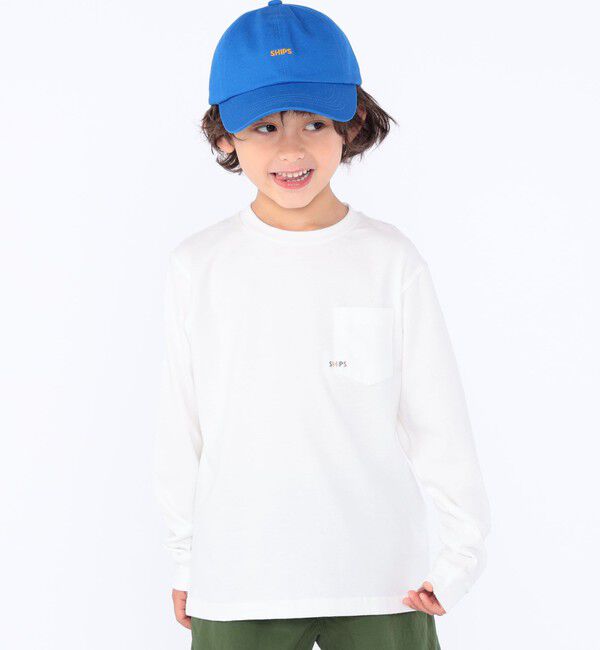 SHIPS KIDS「【WEB限定】SHIPS KIDS:100～160cm / ＜家族おそろい＞SHIPS マイクロロゴ ロングスリーブ TEE」|Tシャツ・カットソー|ホワイト系