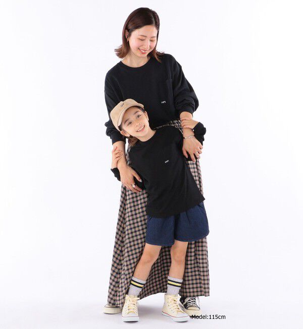 SHIPS KIDS「【WEB限定】SHIPS KIDS:100～160cm / ＜家族おそろい＞SHIPS マイクロロゴ ロングスリーブ TEE」|Tシャツ・カットソー|ブラック
