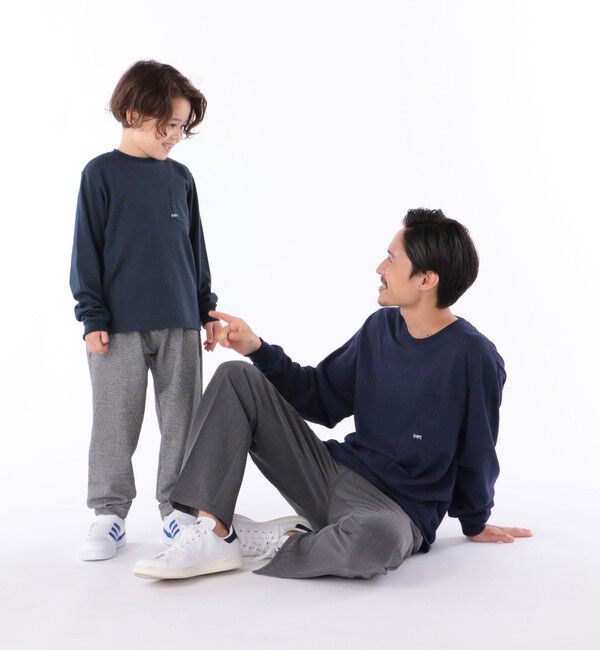 SHIPS KIDS「【WEB限定】SHIPS KIDS:100～160cm / ＜家族おそろい＞SHIPS マイクロロゴ ロングスリーブ TEE」|Tシャツ・カットソー|ネイビー