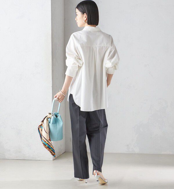 SHIPS for women「〈手洗い可能〉ストライプ ツイル ストレート パンツ」|スラックス|