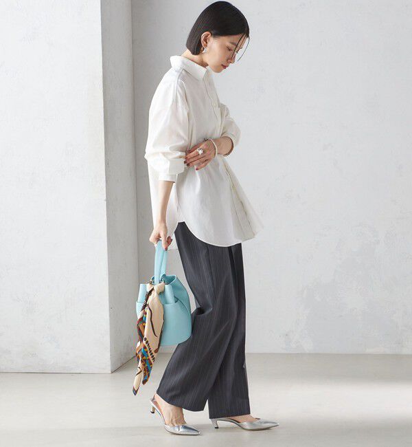 SHIPS for women「〈手洗い可能〉ストライプ ツイル ストレート パンツ」|スラックス|