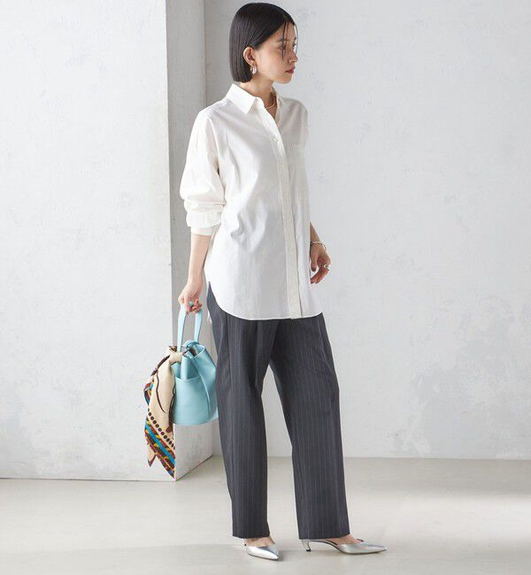 SHIPS for women「〈手洗い可能〉ストライプ ツイル ストレート パンツ」|スラックス|