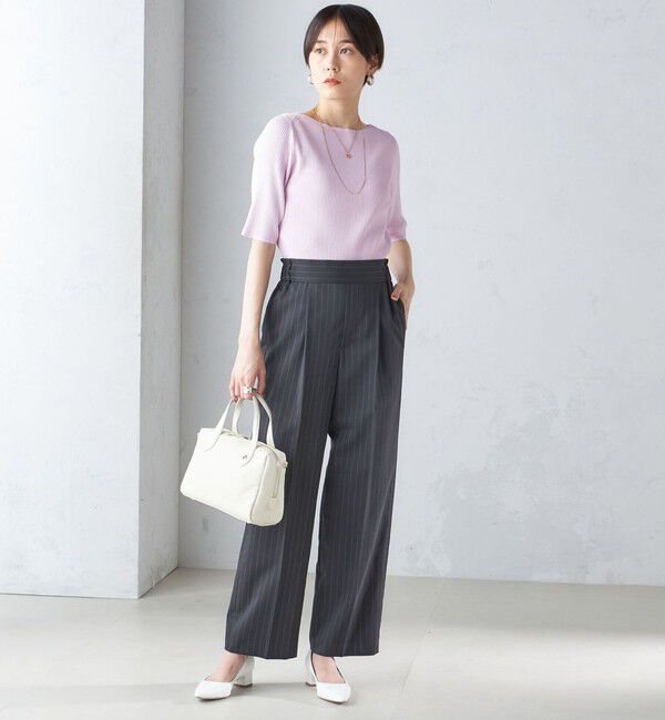 SHIPS for women「〈手洗い可能〉ストライプ ツイル ストレート パンツ」|スラックス|